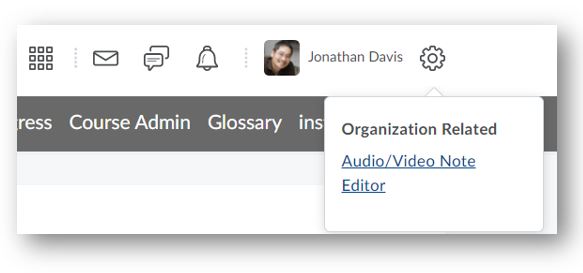 image showing the Audio/Video Note Editor Tool in the Org Menu
