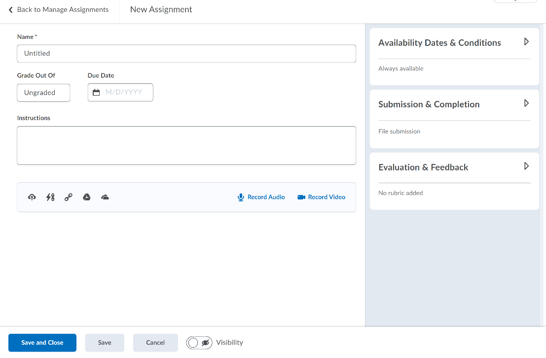 A screenshot of the new creation experience