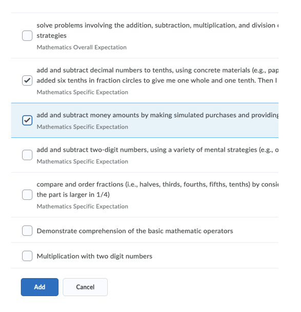 Browse Standards enables users to select Standards to align to discussion topics.