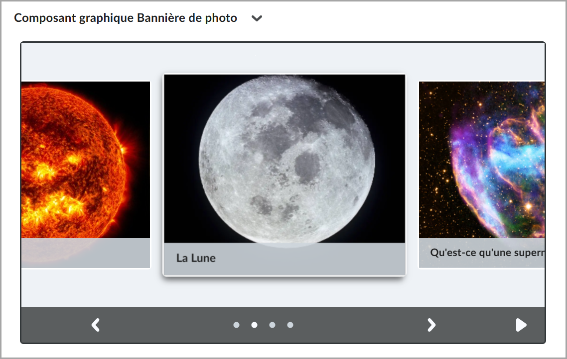 L'interface utilisateur mise à jour du composant graphique Bannière photo.