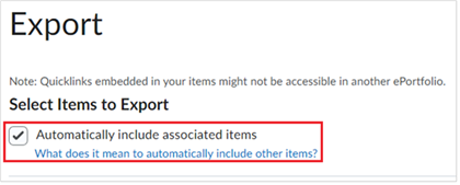 The Automatically include associated items option