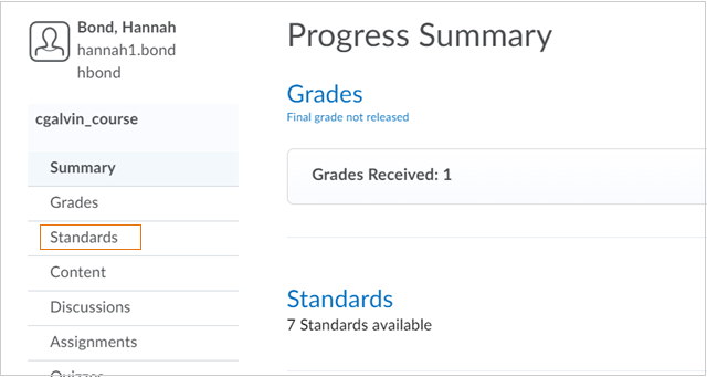 The Progress Summary page