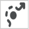 A broken line with an arrow at the end pivoting around a circle.