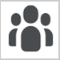 Three person icons, with one standing in the middle-front of the other two