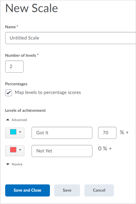 The New Scale dialog box