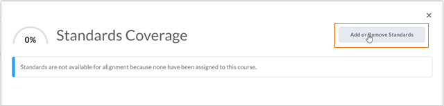 The Standards Coverage dialog