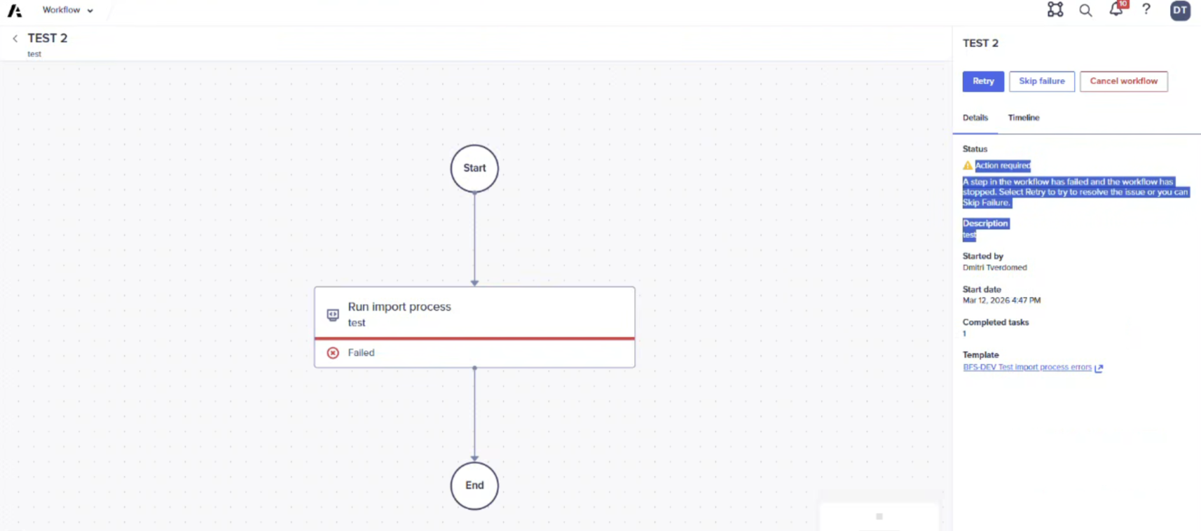 Workflow does not display detailed error messages and marks success ...