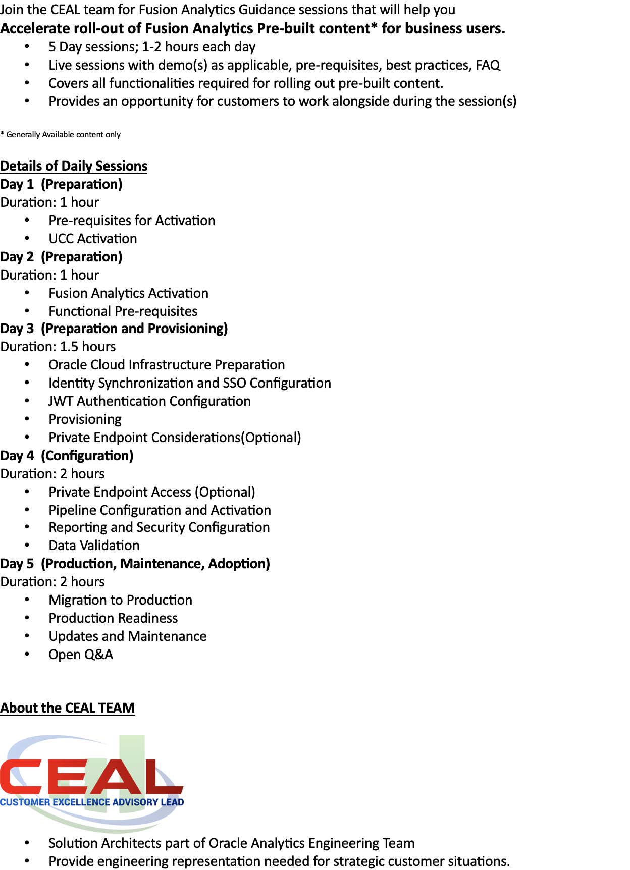 Introducing FAW Guidance Sessions -"Accelerate roll-out of FAW pre ...
