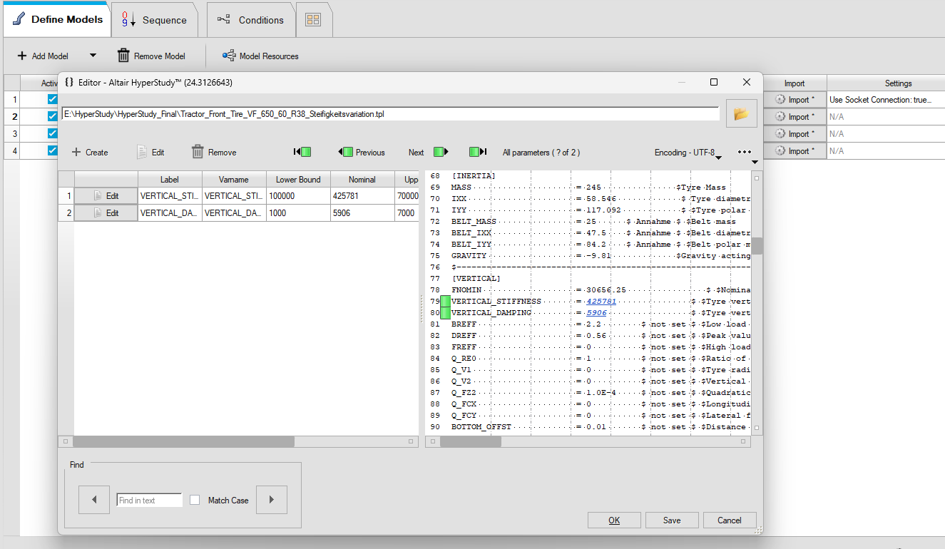 How do I correctly implement .tir Tire-files in HyperStudy when using a ...
