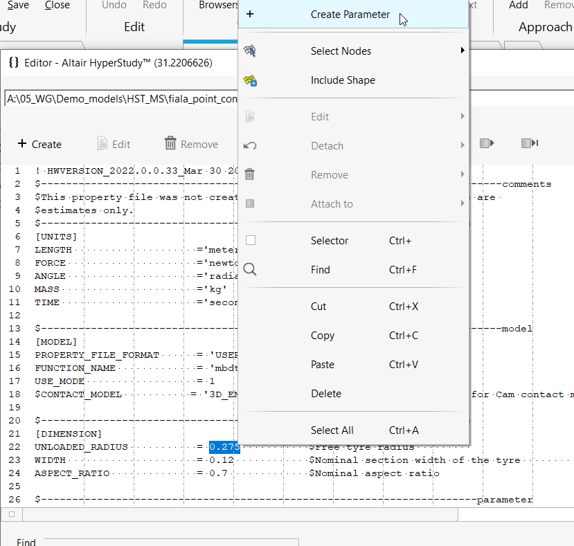HyperStudy: dealing with a MotionSolve model where parameters are in an ...
