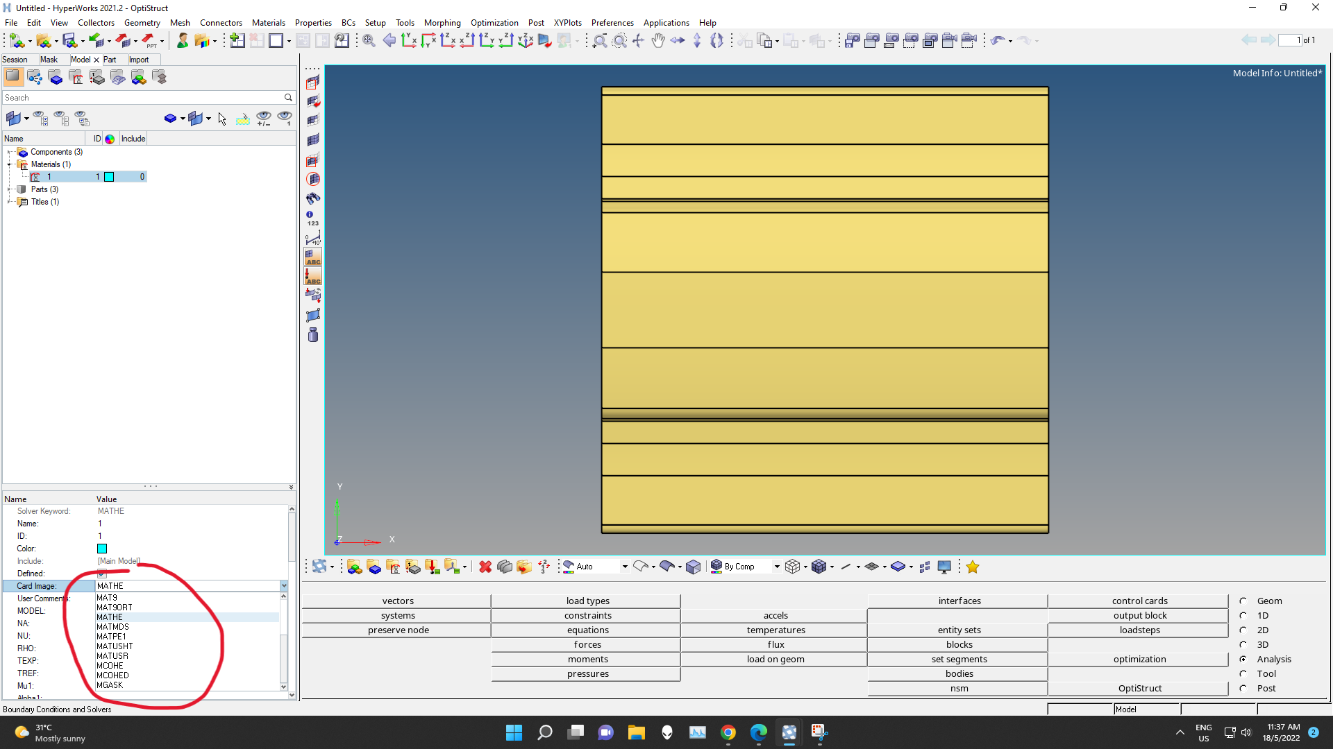 Missing MATTHE material card in Hypermesh 2021.2 - Altair Community