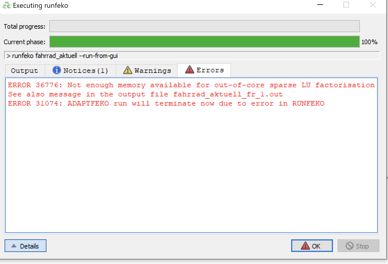 ERROR 36776: Not enough memory available - Altair Community