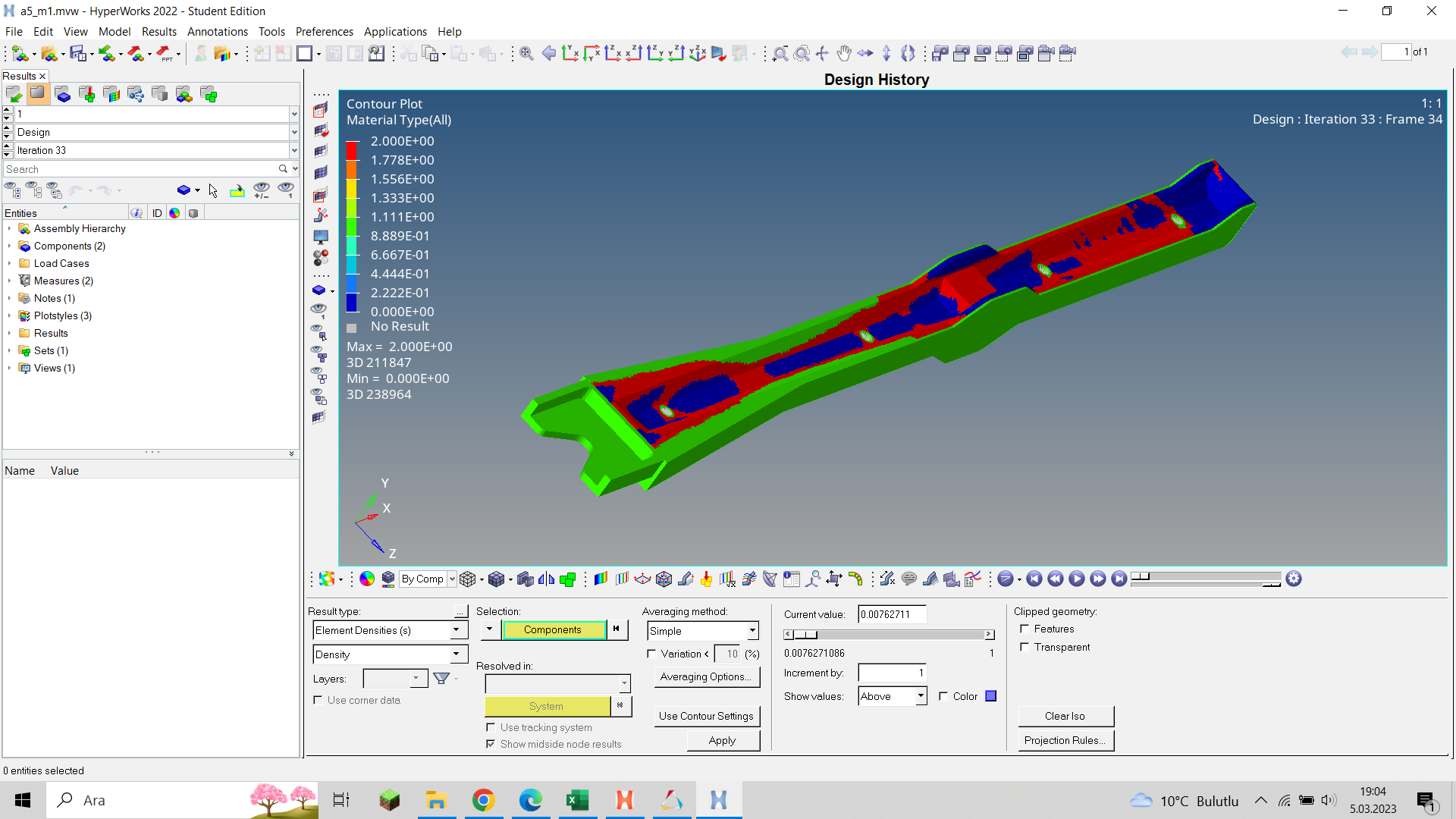 I did two material topology optimization and when I look the output ...