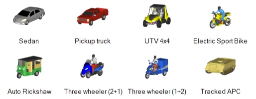 A group of vehicles with textDescription automatically generated
