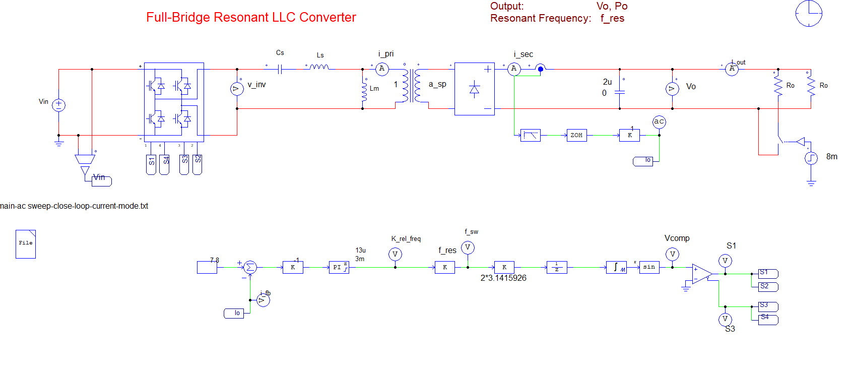 Enquiry the LLC converter example for double loop (Inner current and ...