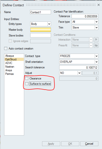 Define Contact - Clearance/ Surface to Surface in simlab - Altair Community