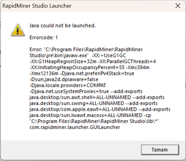 "Java could not be launched error" - Altair Community