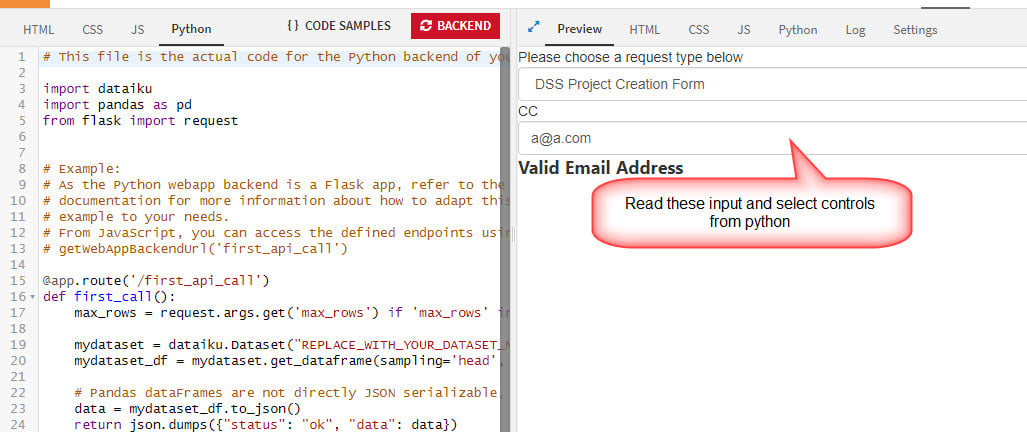 can we use python to read HTML control in webapp — Dataiku Community