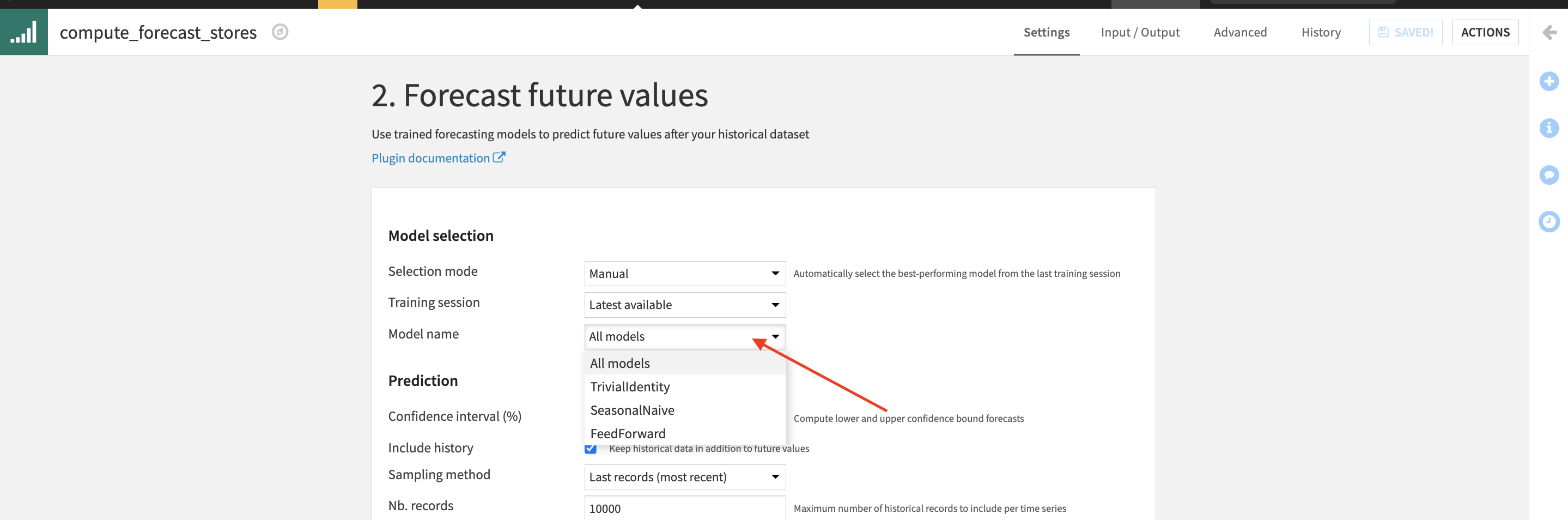 Seeing all model Time Series Forecasts in Dataiku Plug-in — Dataiku ...