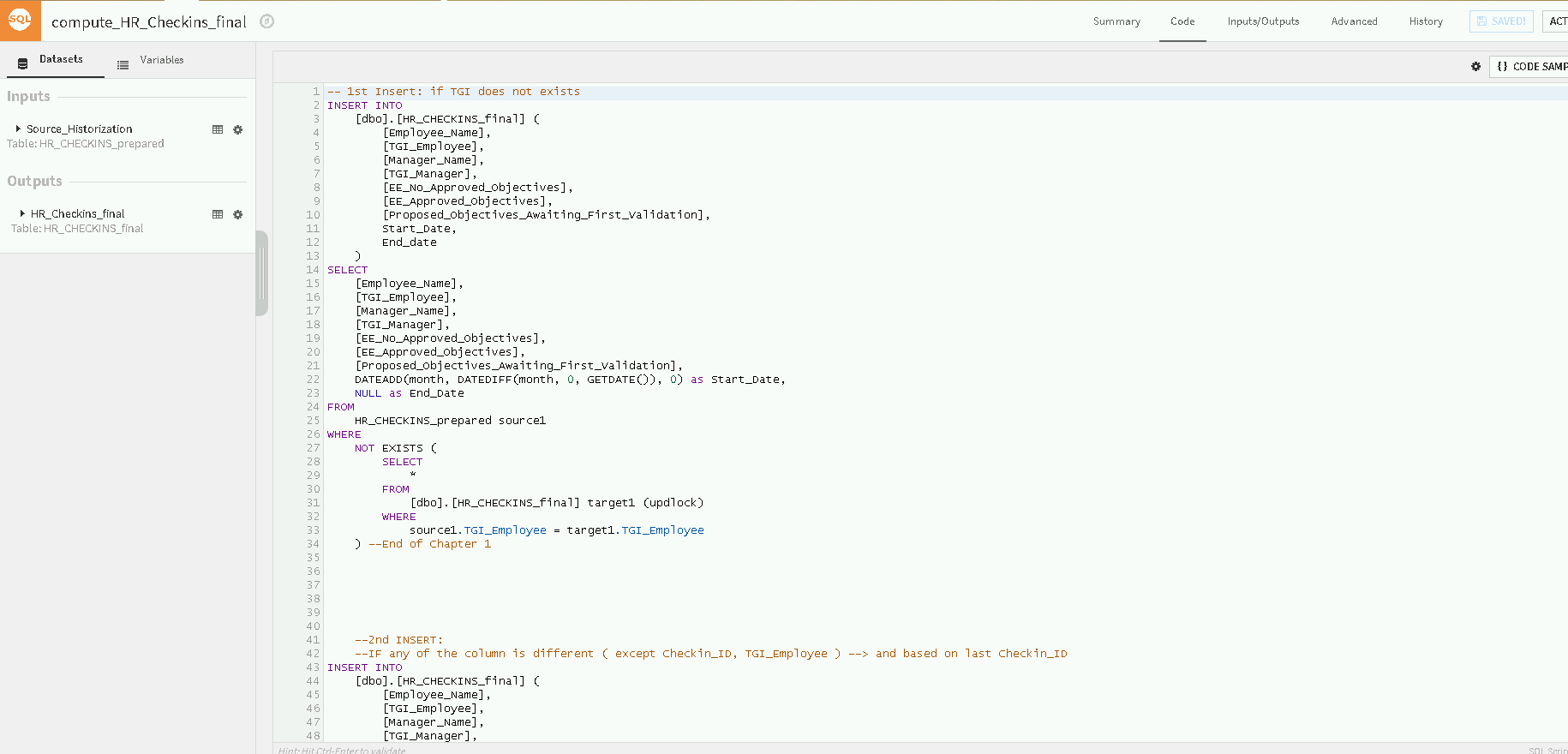 Best practice for historization SQL Recipe — Dataiku Community