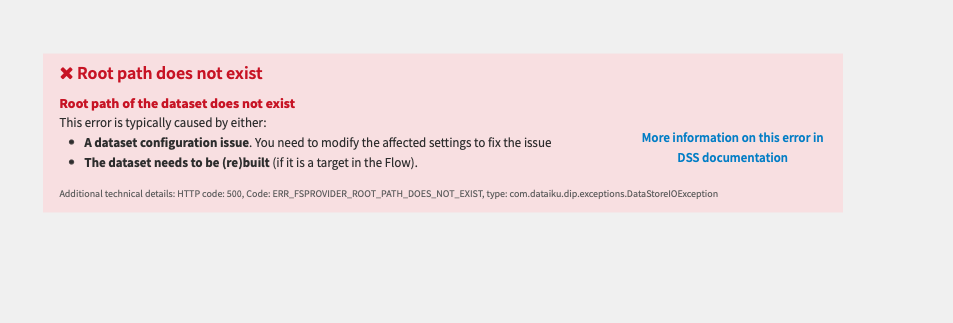 Dataset error — Dataiku Community