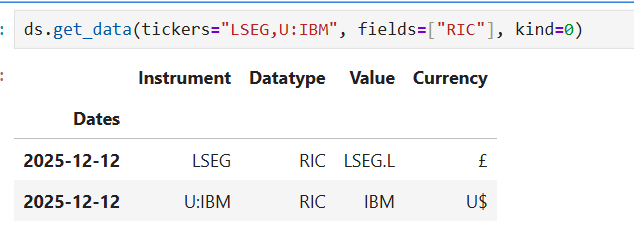 Converting mnemonic to RIC for python use - LSEG Developer Community