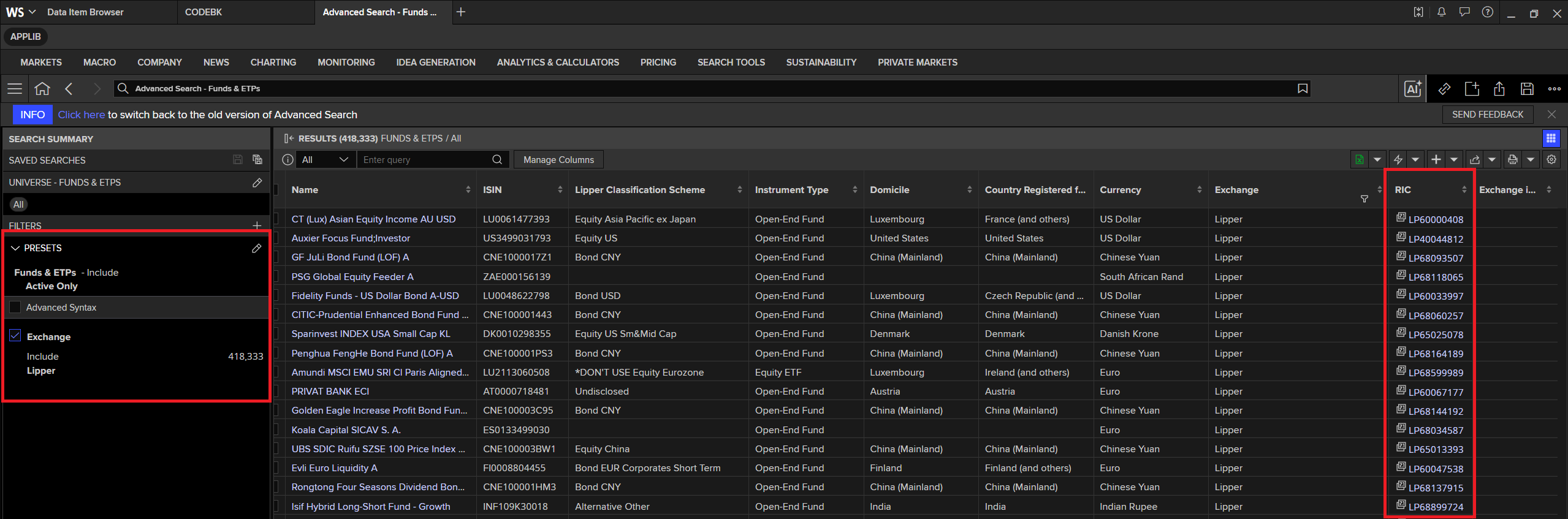 Refinitiv Search is there any chance of getting this data for specific years, such as ...