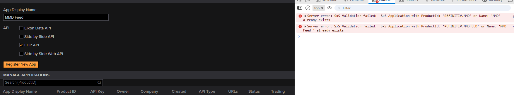 API Key Screen Blank Despite Register New App - LSEG Developer Community