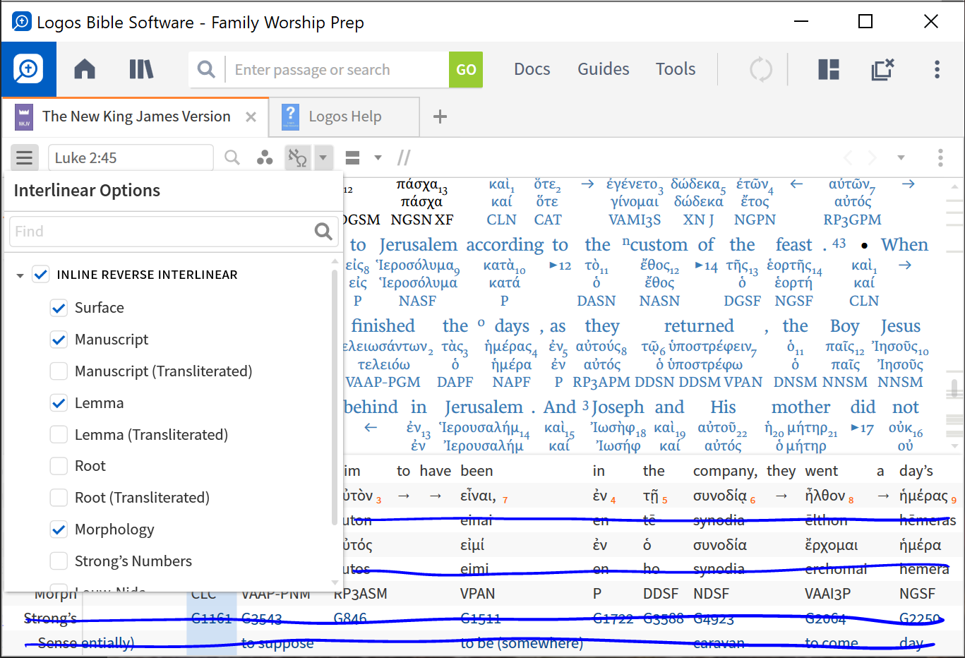 SUGGESTION: Select Information to Display in Reverse Interlinear Pane ...