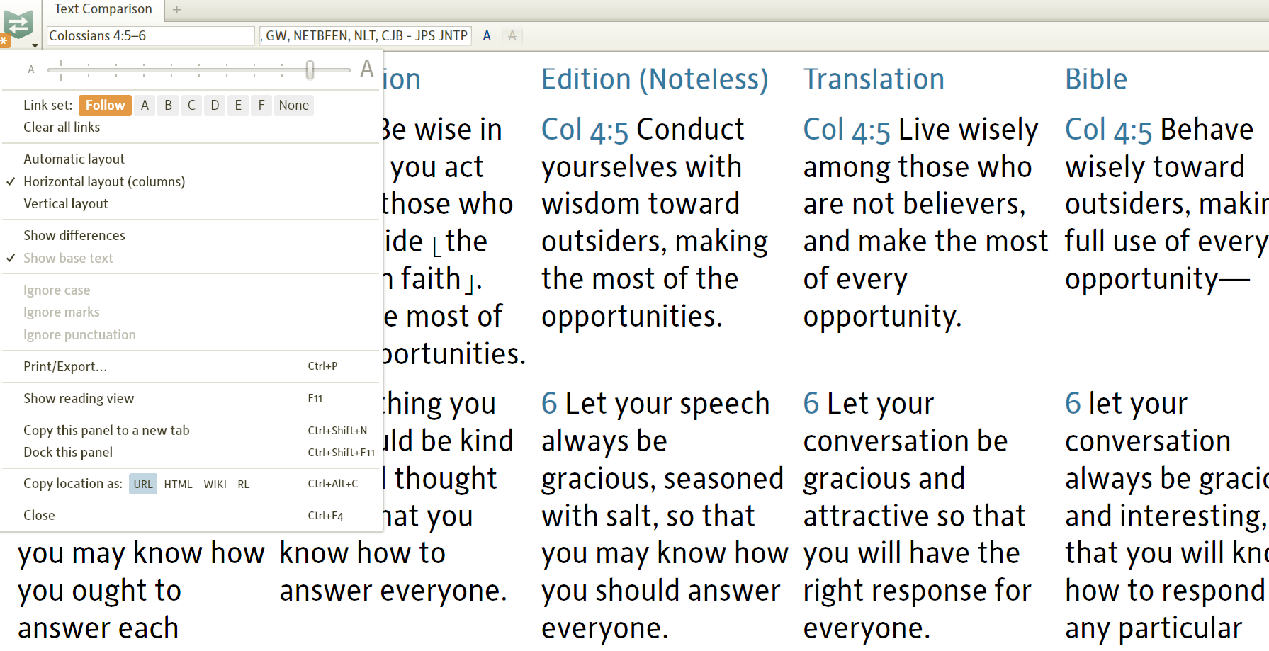 enlarge text size in text comparison? - Logos Community