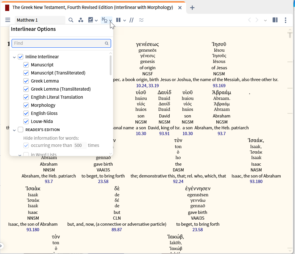 How to Show Morphology and/or English in Interlinear w/Morphology ...