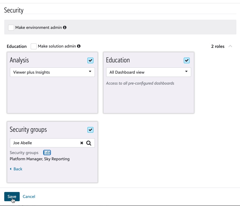 Manage roles in Education area