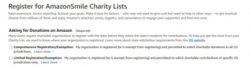 screenshot - Amazon Charity Lists