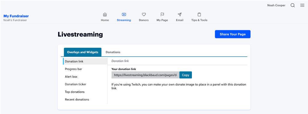 Livestreaming in the Participant Center