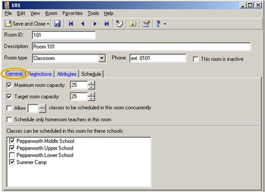 Room Record - General Tab