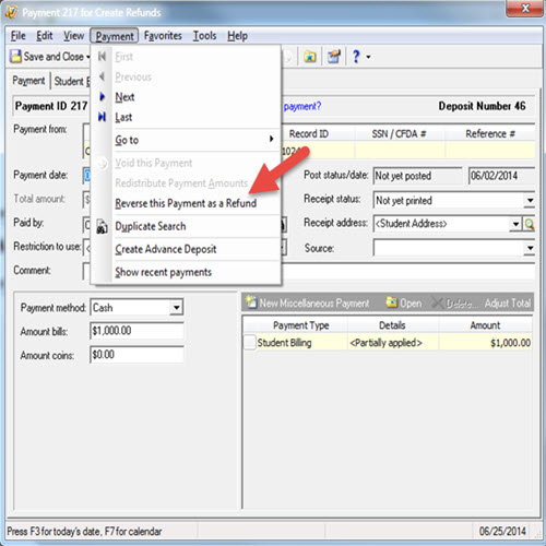 Reverse this Payment as a Refund