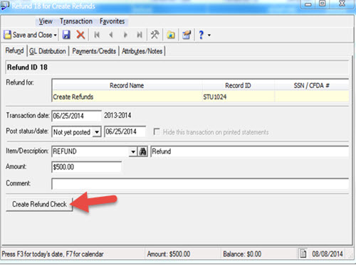 Create Refund Check