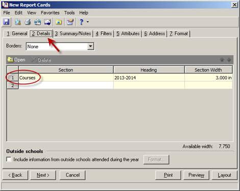 Details Tab Report Card