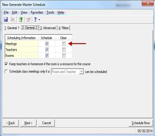 Generate Master Schedule General 2 Tab