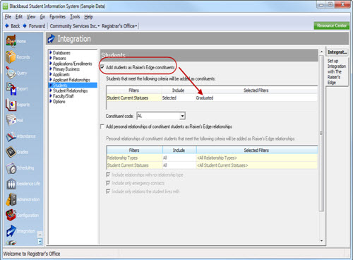 Add Students As Raiser's Edge Constituents Filter On Student Current Status