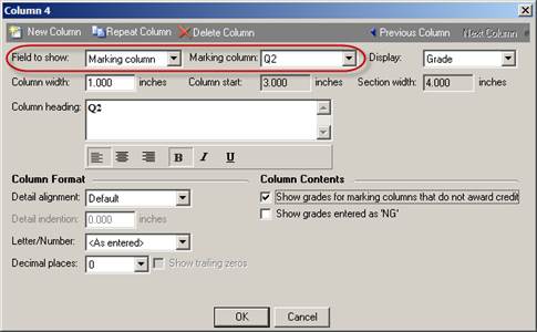 Column Settings