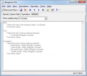 GPA calculations Format tab