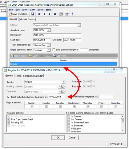 Configuration>Academic Year