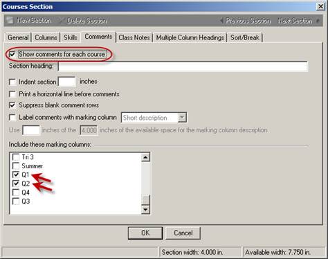 Comment Marking Columns