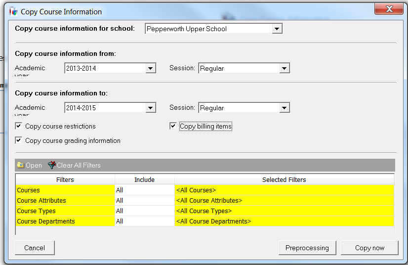 Copy course information