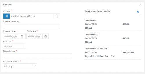 Copy a previous invoice Financial Edge NXT image