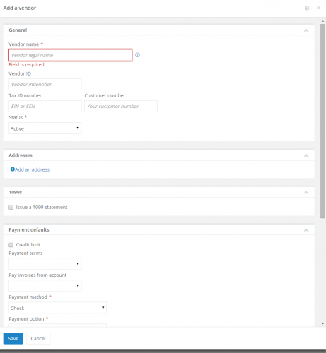 Add a vendor in Financial Edge NXT image