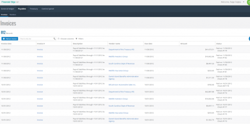 Invoices in Financial Edge NXT image