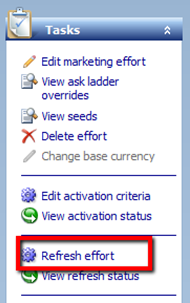 Refresh effort option on Tasks menu