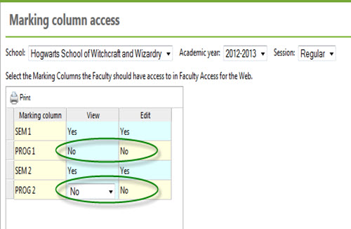 Setup Marking Column Access